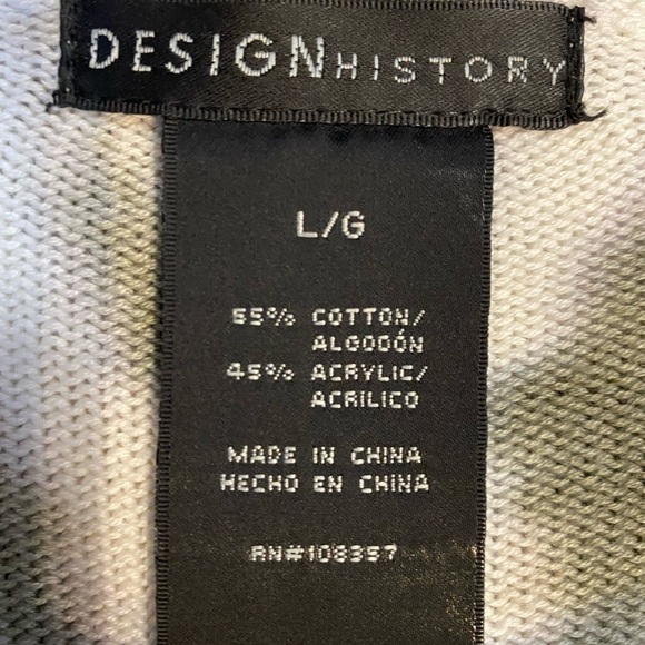 DESIGN History Sweater Tie Dyed Green Size Large Long Sleeves Ribbed Trim - Picture 7 of 7